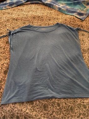 Talbots Light Blue Tie-Shoulder Short Sleeve Tee